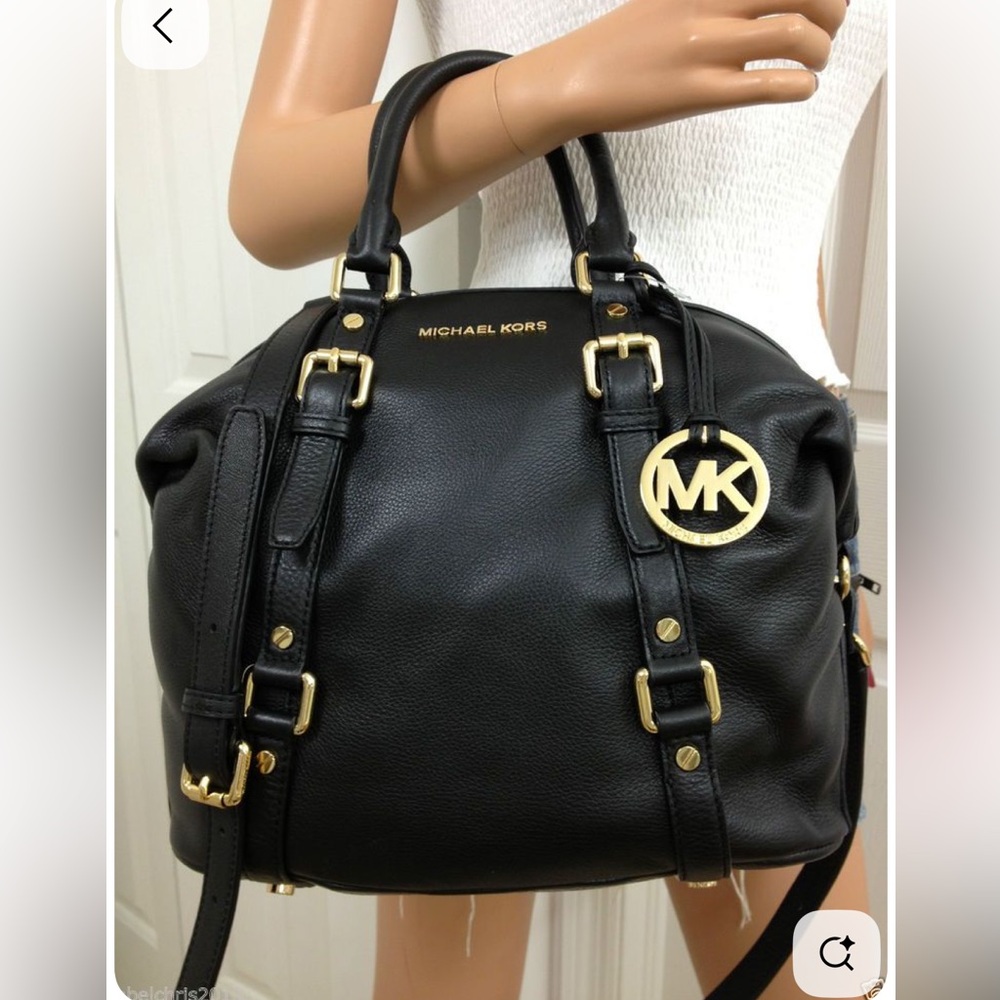 Michael Kors Black Leather Bedford Satchel Bag